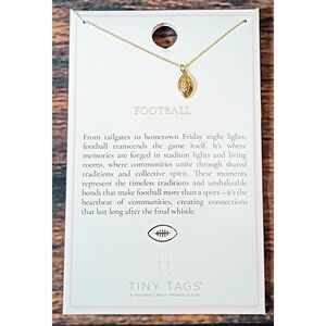 Tiny Tags Football Pendant Necklace Gold‎ 14k Ion Plated Brass Sports Jewelry